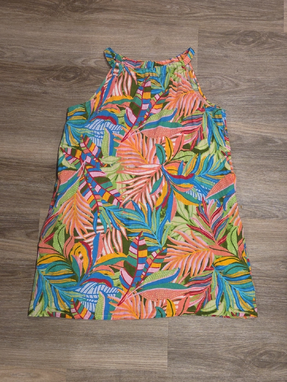 C&C California Multicolor Tropical Dress W/ Pockets Size Medium Linen Blend